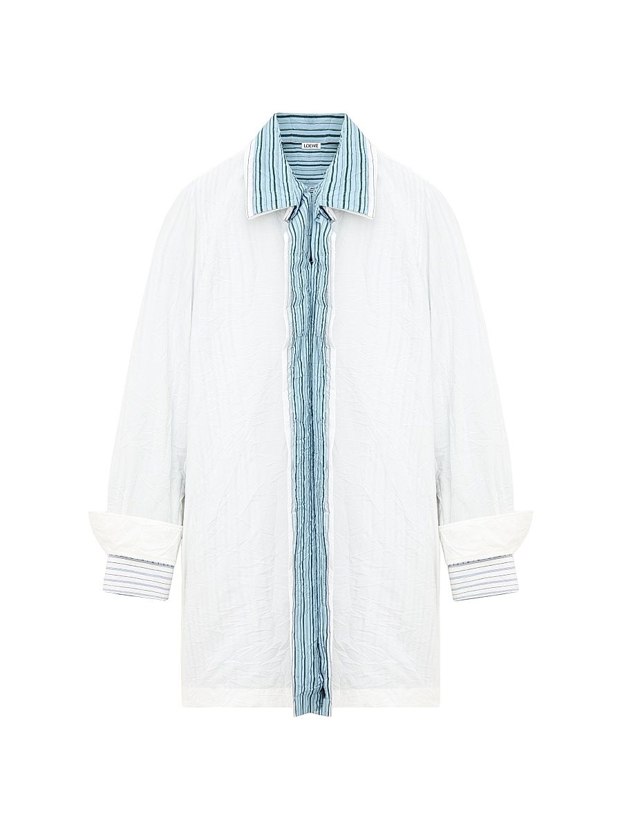 Women's Mixed Stripe Cotton-Blend Shirtdress - White - Size 10