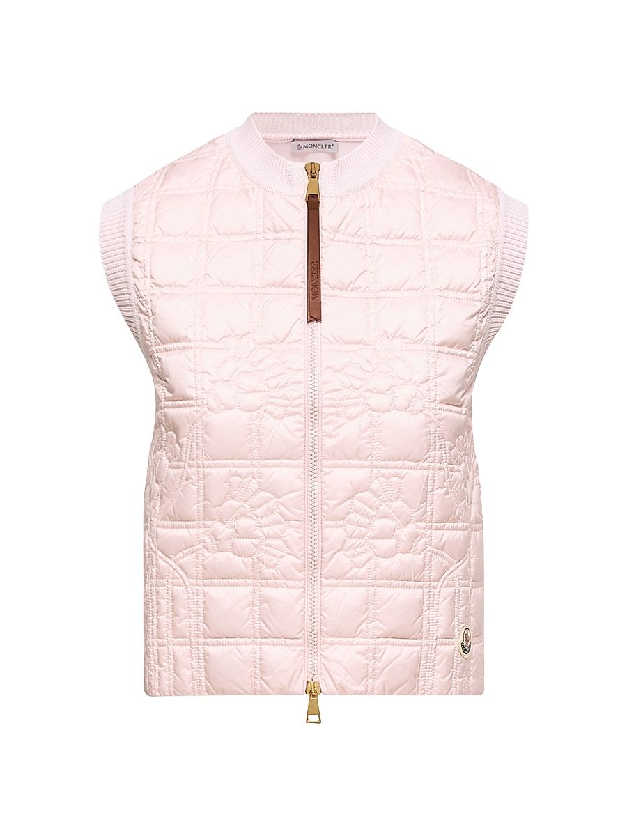 Women's Puffer Vest in Cotton - Light Pink - Size Large