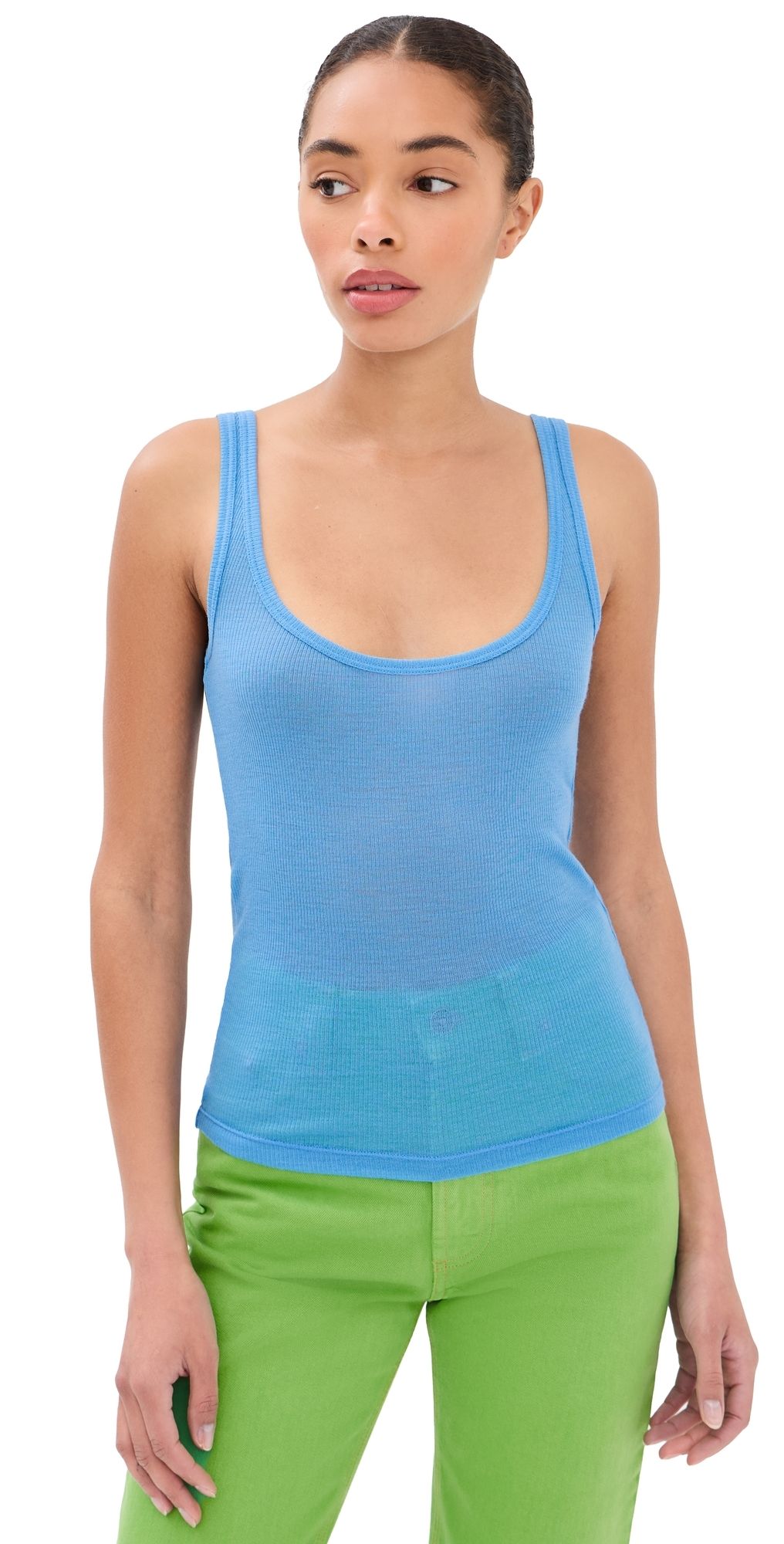 Versace Ribbed Medusa Embroidery Tank Top Sky 44