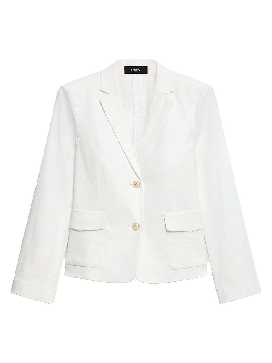Women's Shrunken Fit Single-Breasted Jacket - White - Size 16