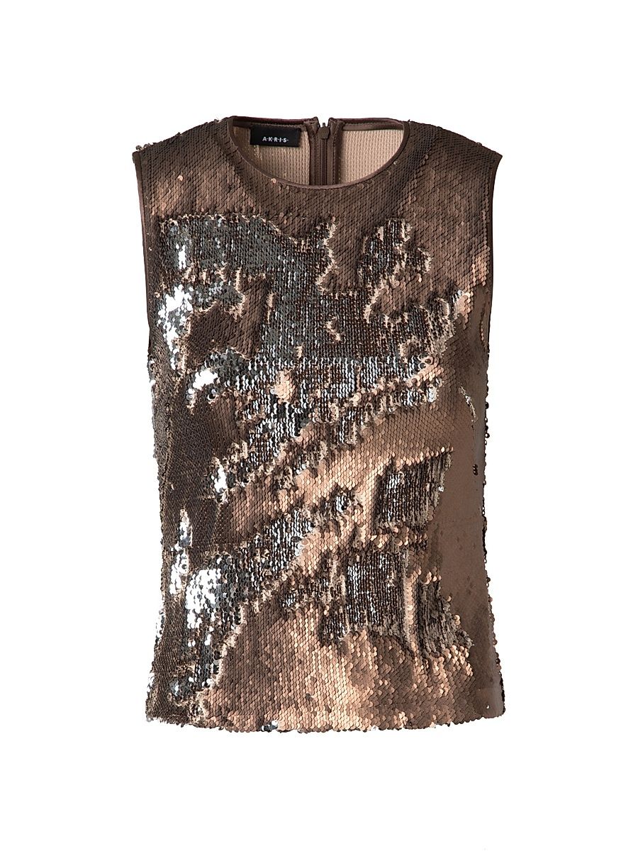 Women's Sequin Shell Tank Top - Vicuna Silver - Size 12