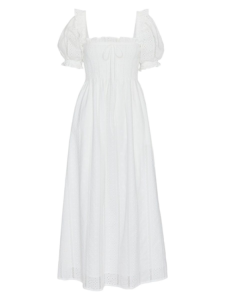 Women's The Scarlett Midi Nap Dress - White Broderie Voile - Size XXXL
