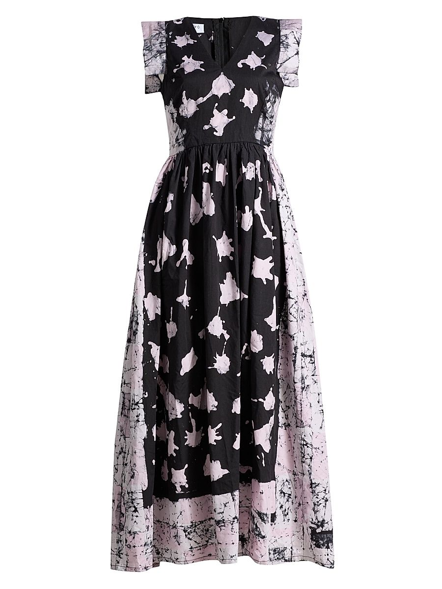 Women's Korede Ikat-Inspired Cotton Maxi Dress - Black - Size XL