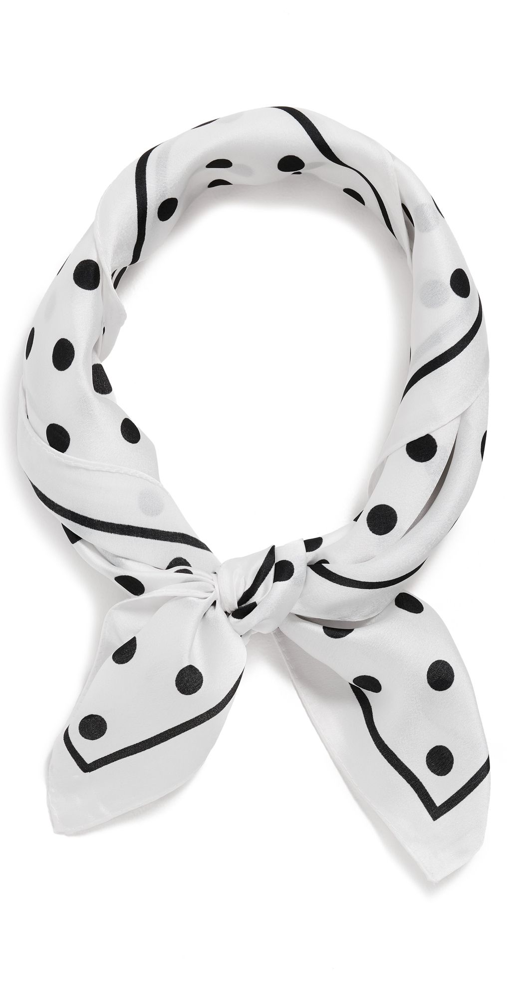 Lele Sadoughi Polka Dot Square Satin Scarf Jet Ivory One Size