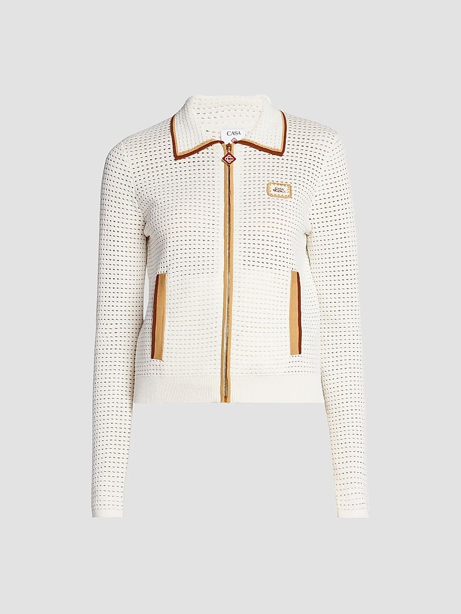 Women's Tuck-Stitch Cotton Jacket - White - Size XS