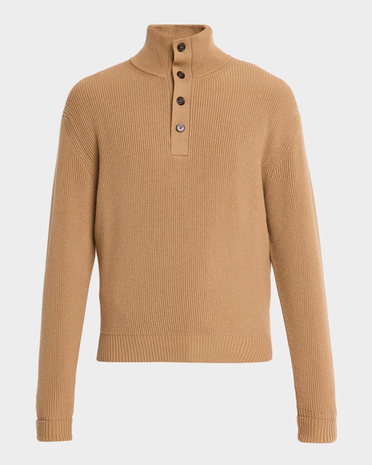 Men & apos;s Cashmere 1/4 Button Ribbed Sweater