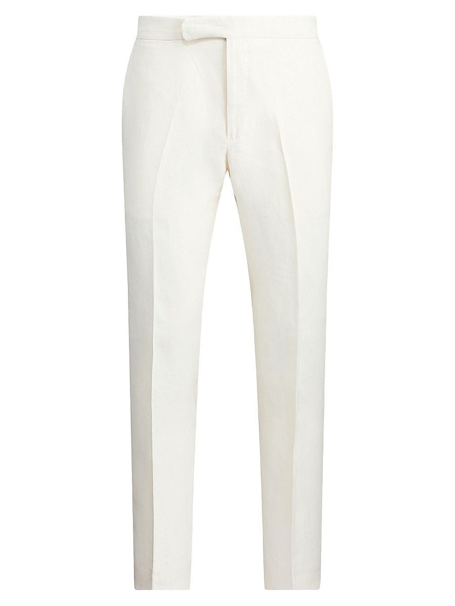 Men's Linen Crease-Front Pants - Cream - Size 40