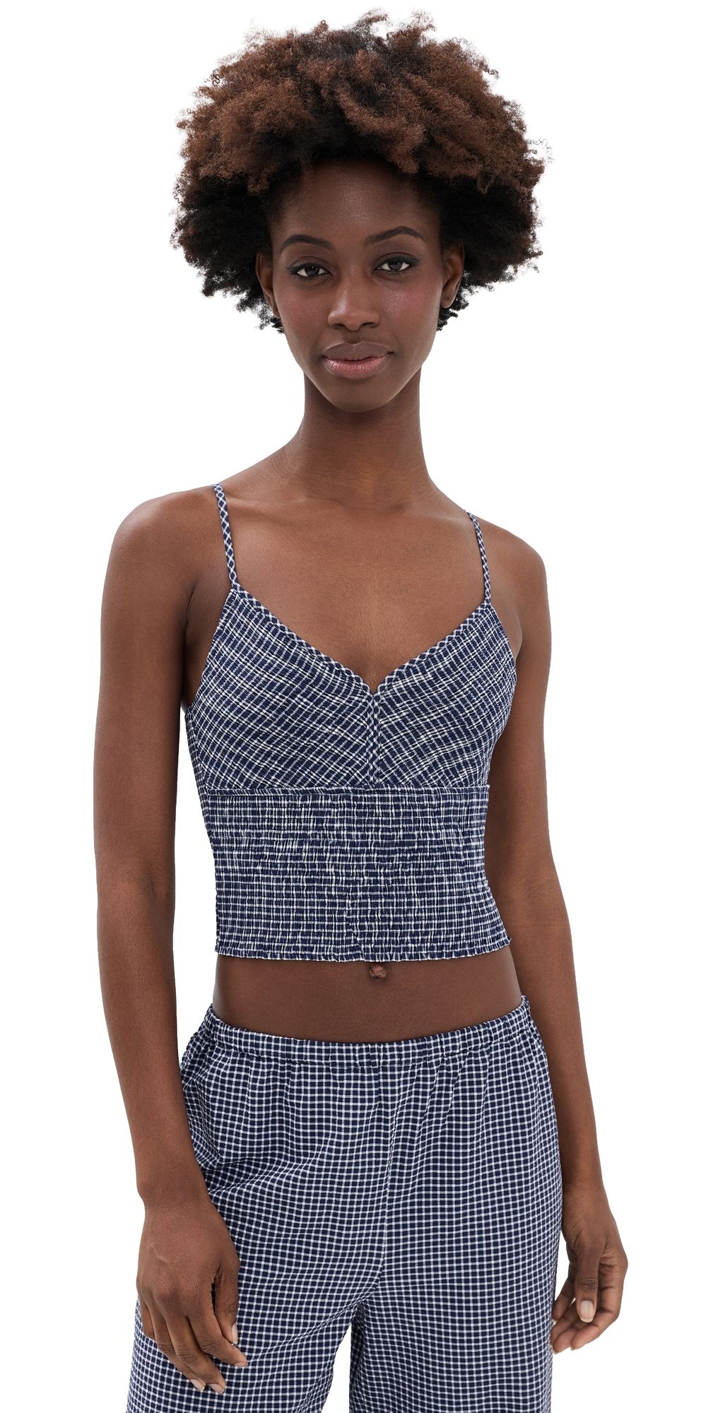 La Ligne Smocked Top Midnight/White M