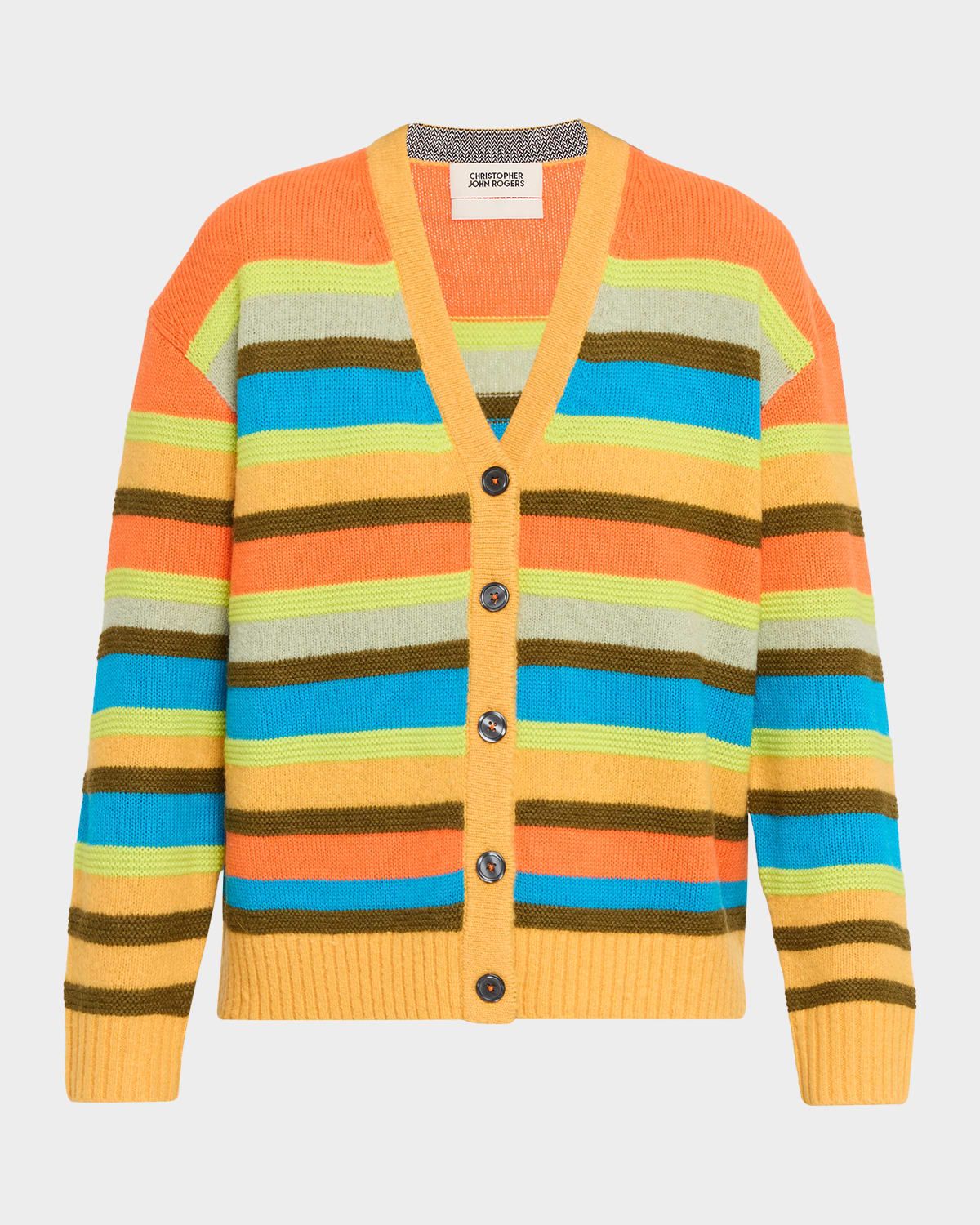 Multi-Stitch Relaxed Striped Cardigan