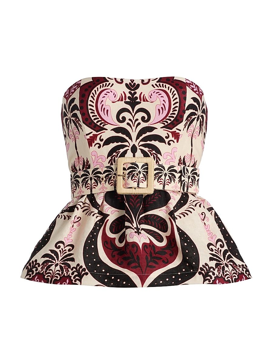 Women's Tilda Strapless Peplum Top - Palm Pavillion Ivory - Size 14