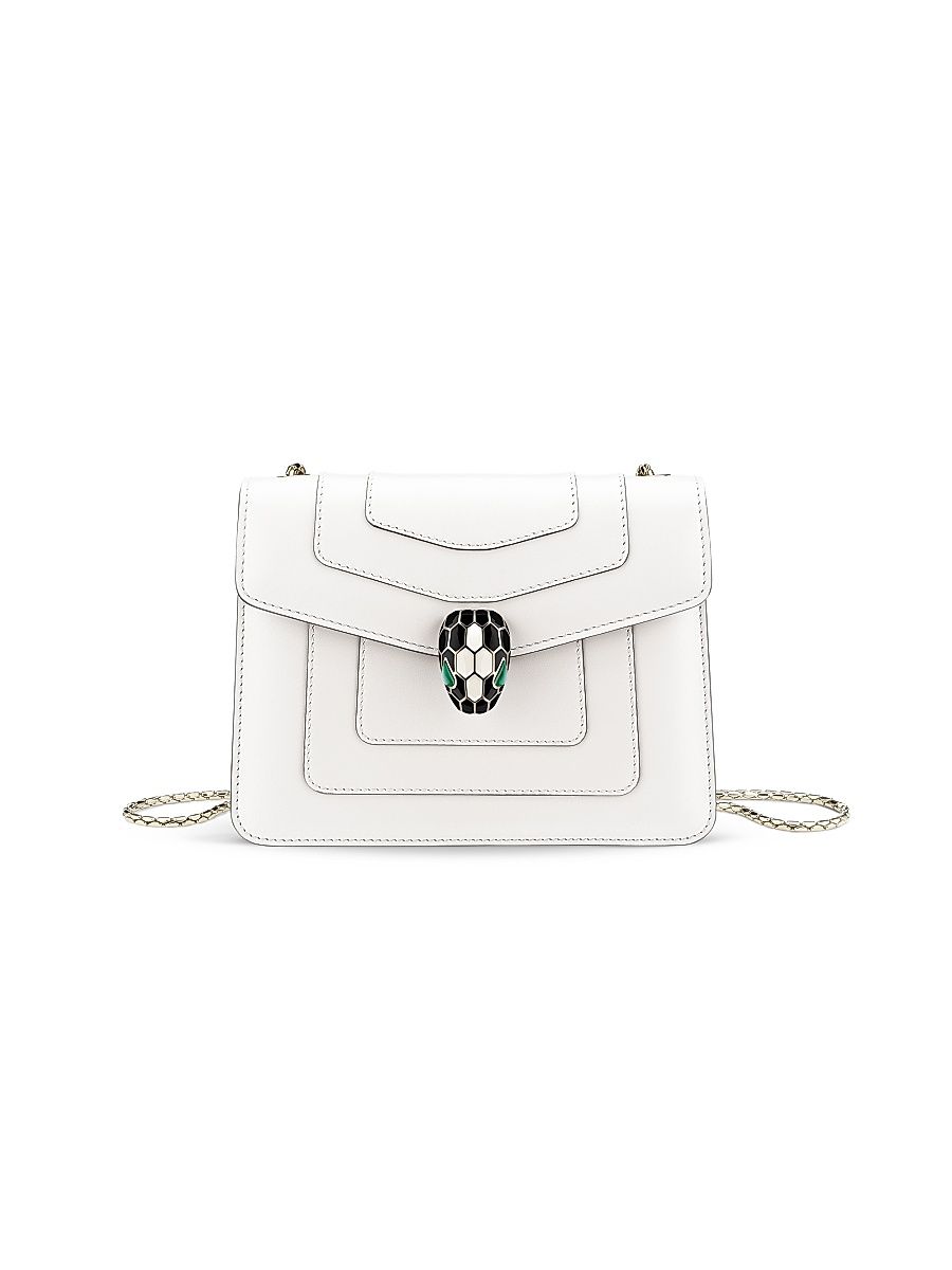 Women's Small Serpenti Leather Crossbody Bag - White Agate