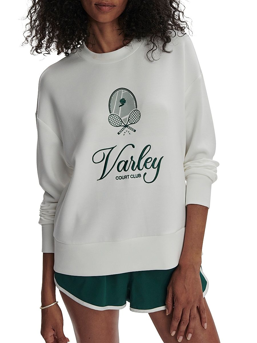 Women's Logo Court Club Crewneck Sweatshirt - White Forest - Size Medium