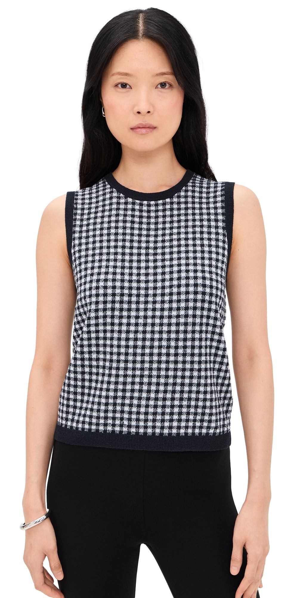 Vince Gingham Tank Black/Off White XS