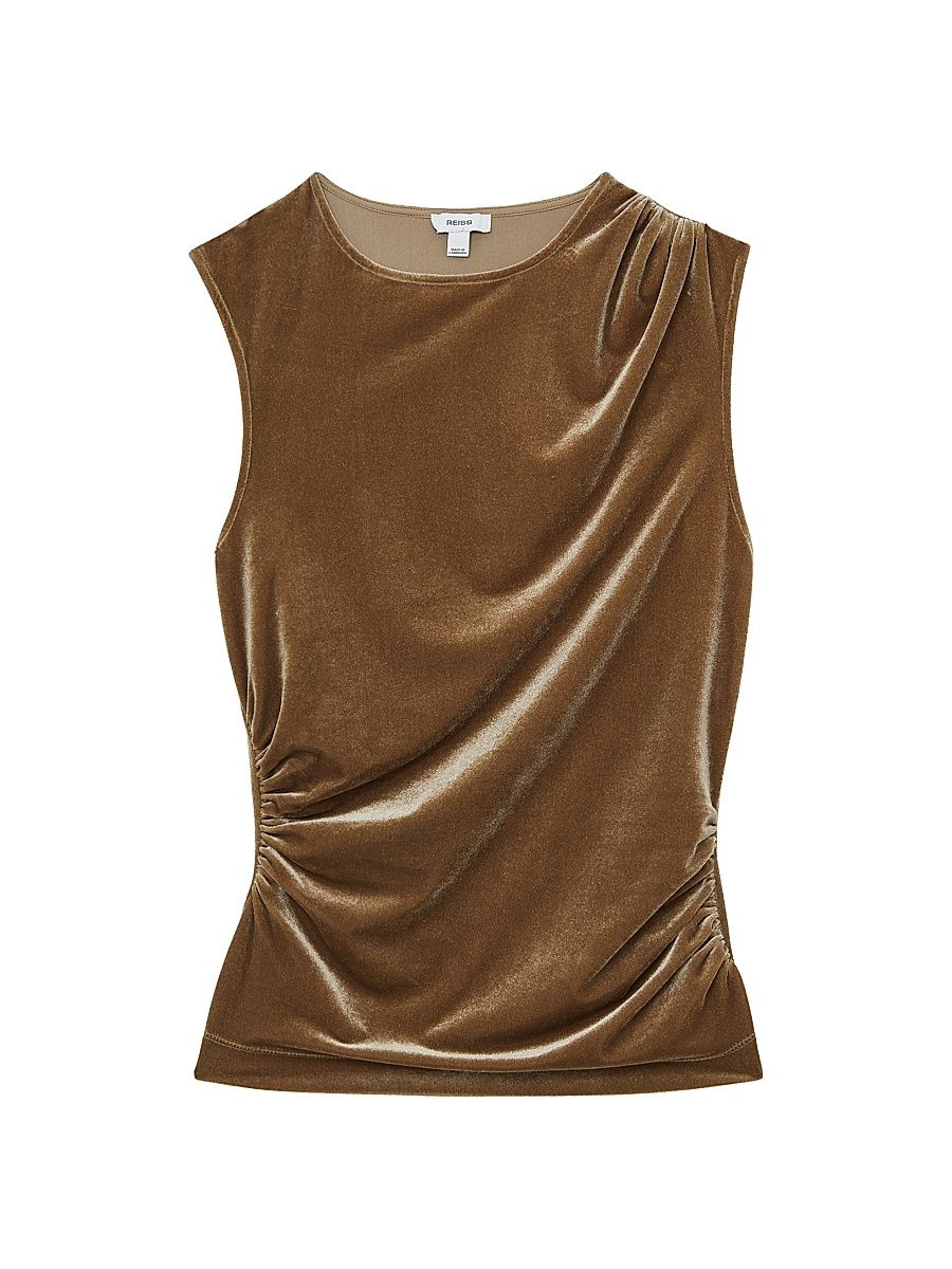 Women's Scarlett Draped Velvet Top - Gold - Size Medium