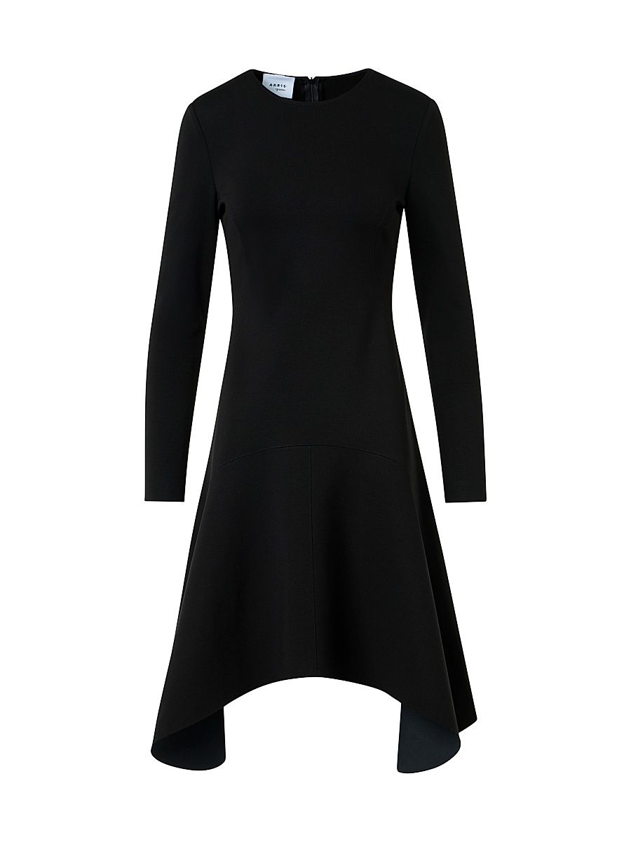 Women's Jersey Handkerchief-Hem Knee-Length Dress - Black - Size 16