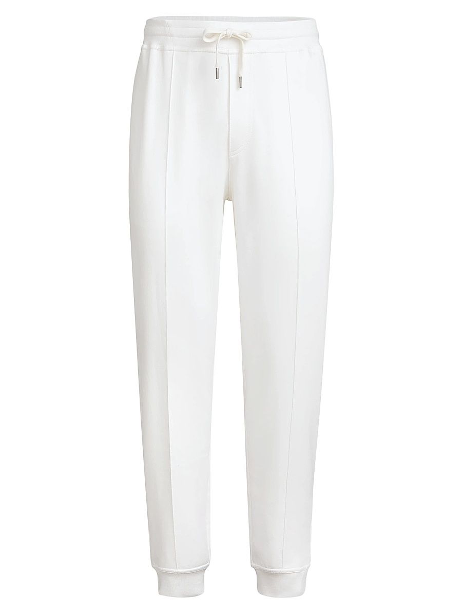 Men's Techno Cotton French Terry Trousers with Crête Detail - Off White - Size XXS