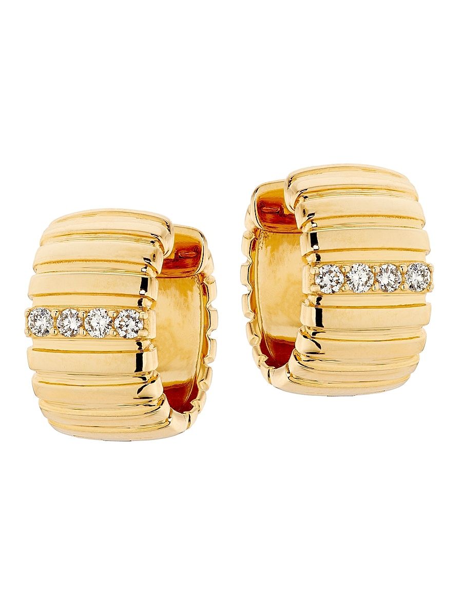 Women's 14K Yellow Gold & 0.24 TCW Diamond Huggie Hoop Earrings - Yellow Gold