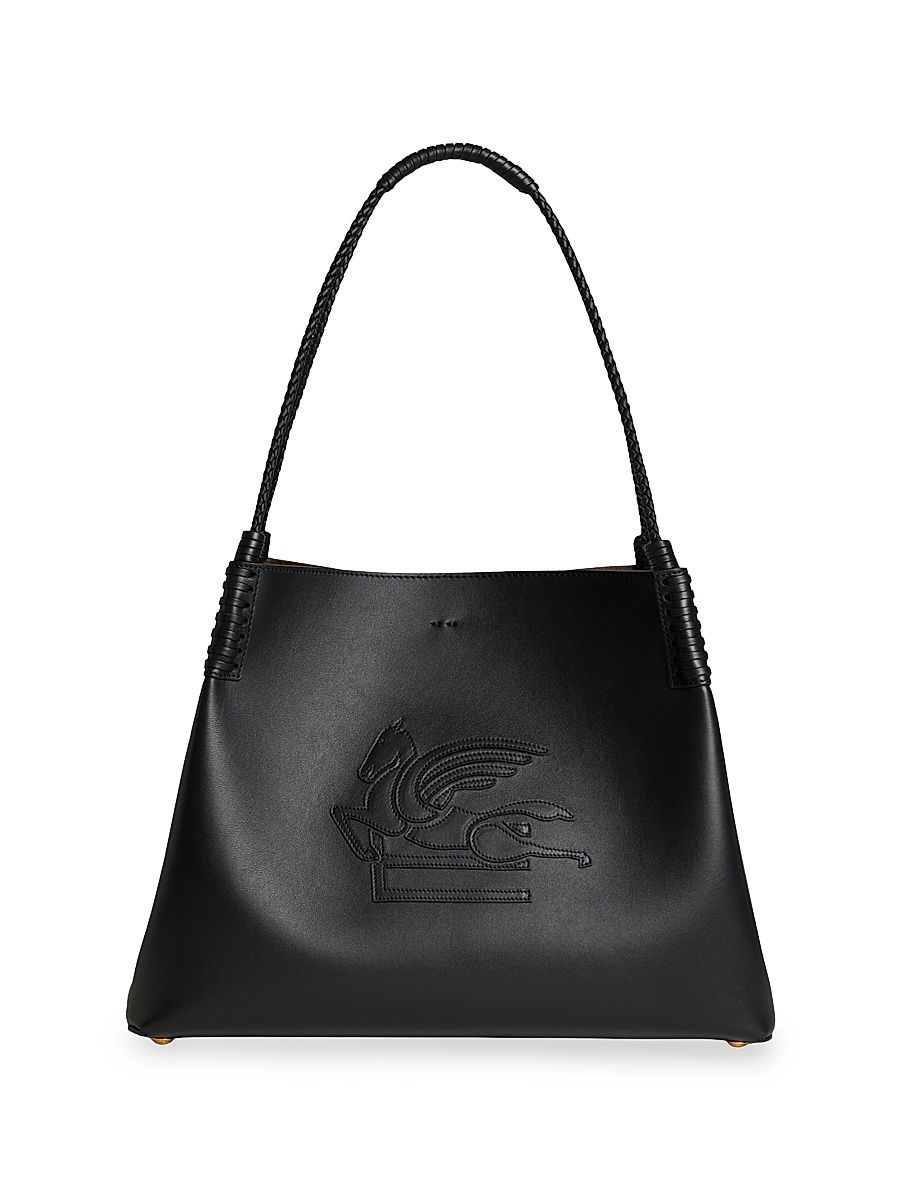Women's Medium Libra Leather Shopping Bag - Black