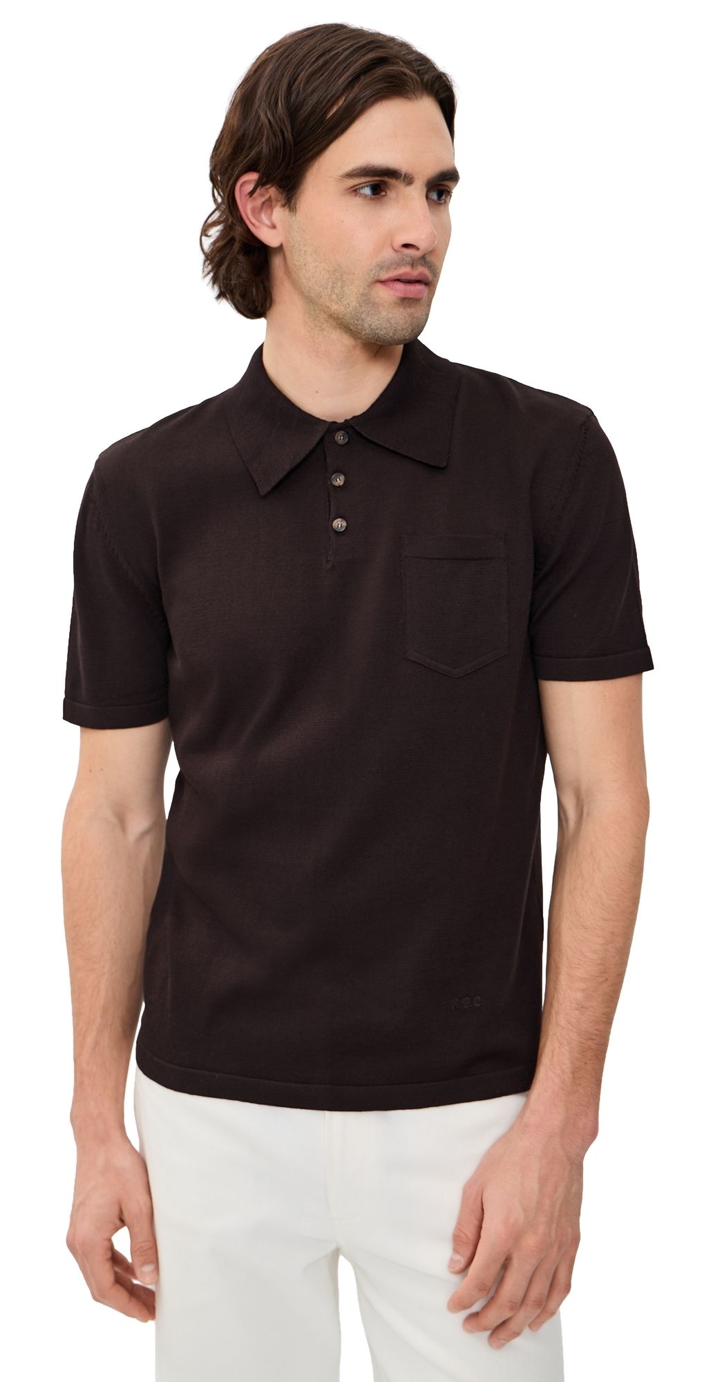 A. P.C. Colin Cotton Polo Sweater CAA BROWN L