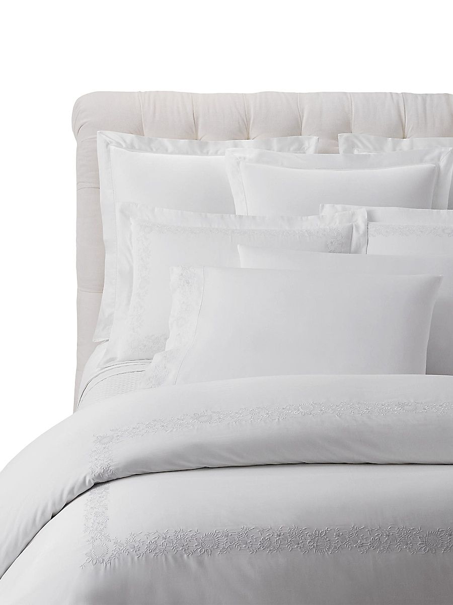 Eloise Embroidery Cotton Duvet & Sham Collection - True Platinum - Size European