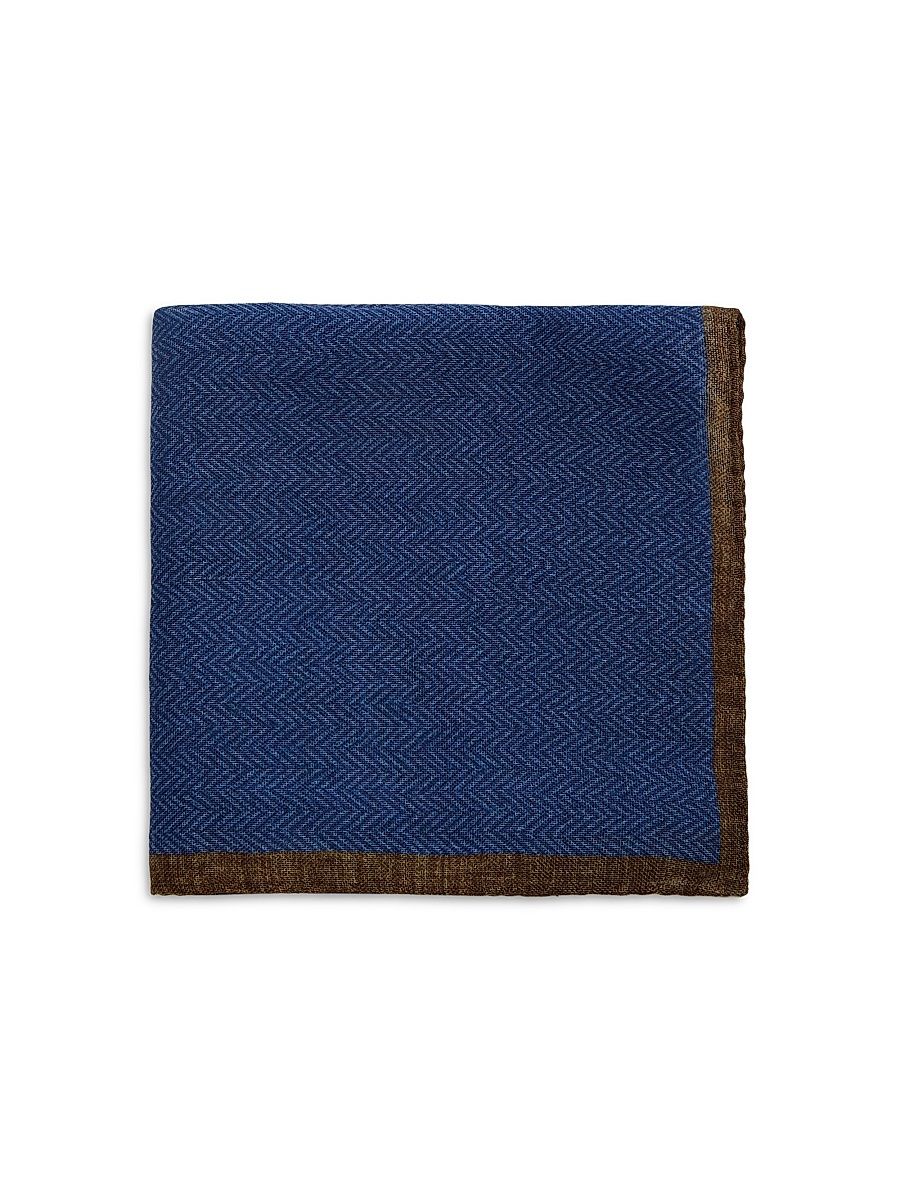 Men's Chevron Silk Pocket Square - Blue