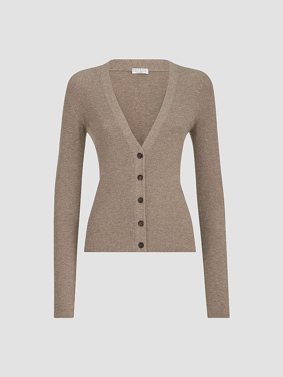 Women's Sparkling Cashmere Lightweight Ribbed Cardigan - Rope - Size XXXL