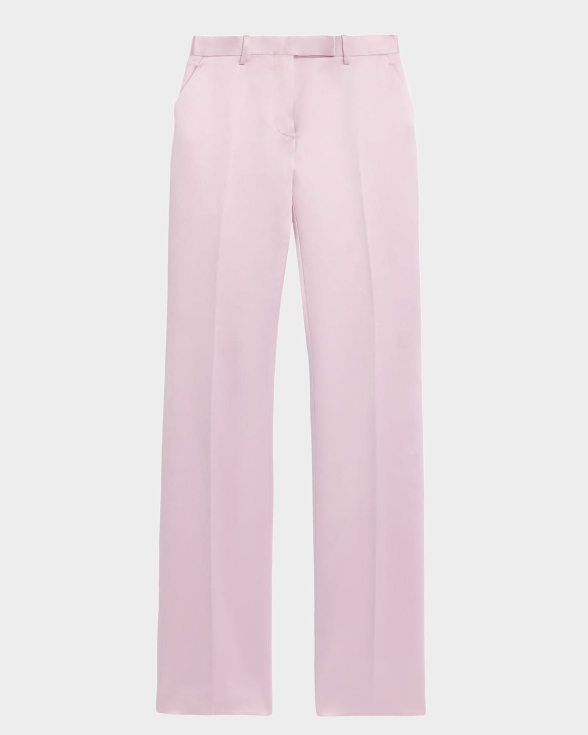 Satin Straight-Leg Tailored Pants