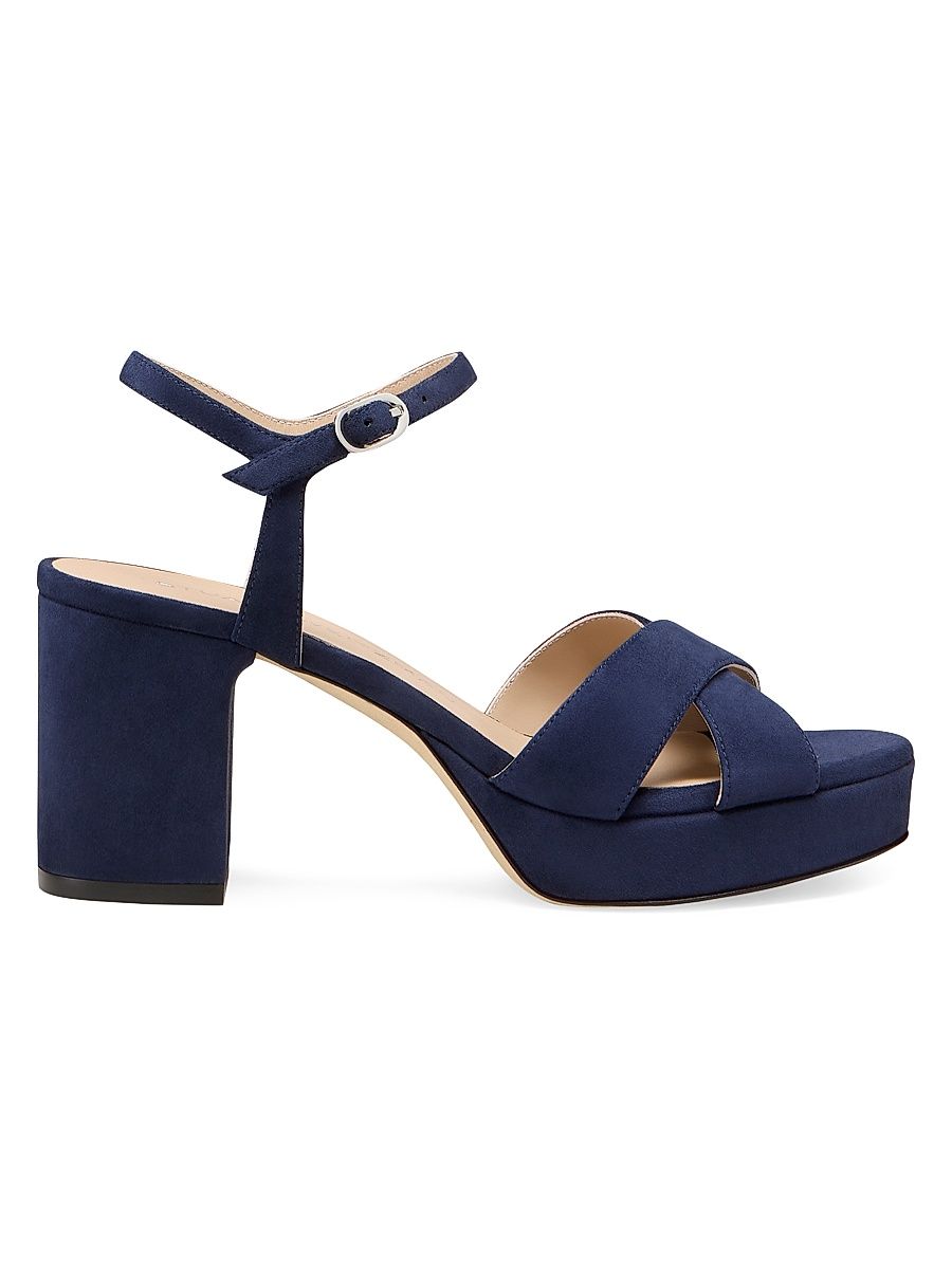 Women's Dayna 80MM Leather Platform Sandals - Nice Blue - Size 9