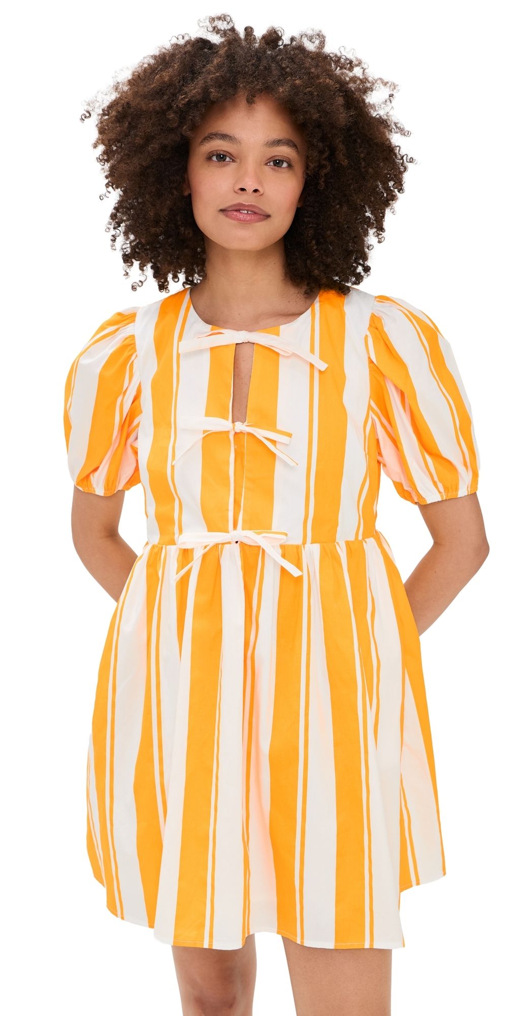 English Factory Bold Stripe Mini Dress Yellow/White M