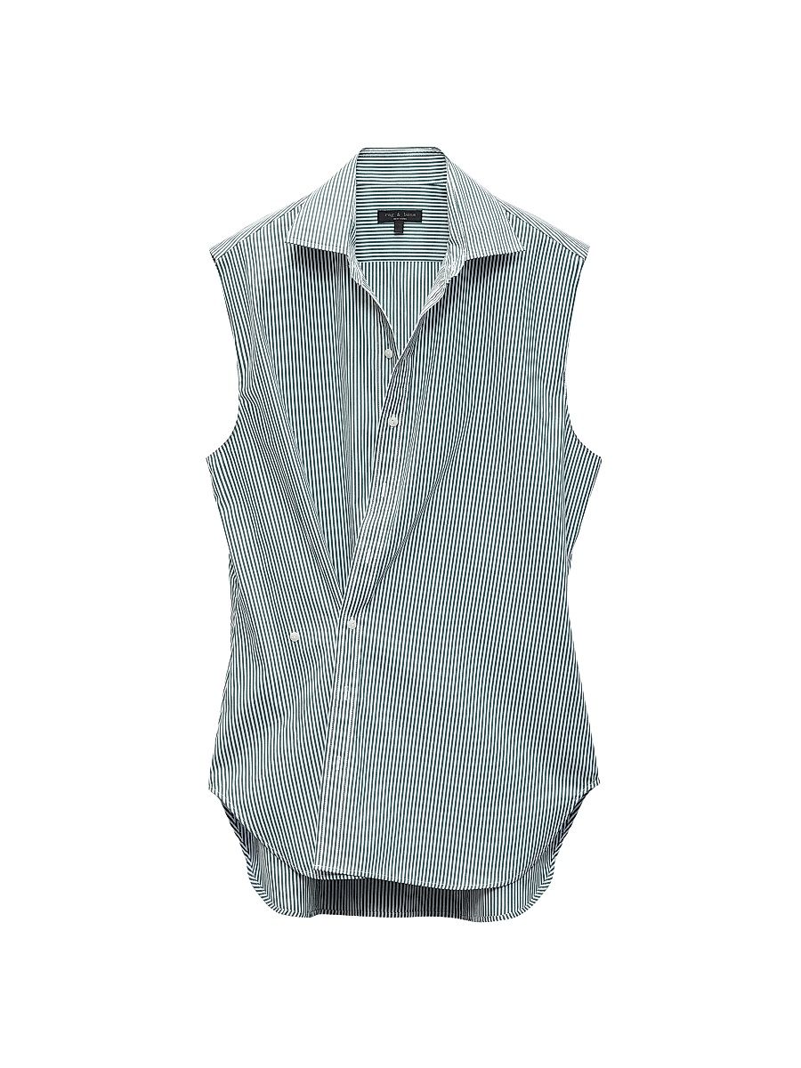 Women's Indiana Pinstripe Sleeveless Tee - Green Stripe - Size Medium