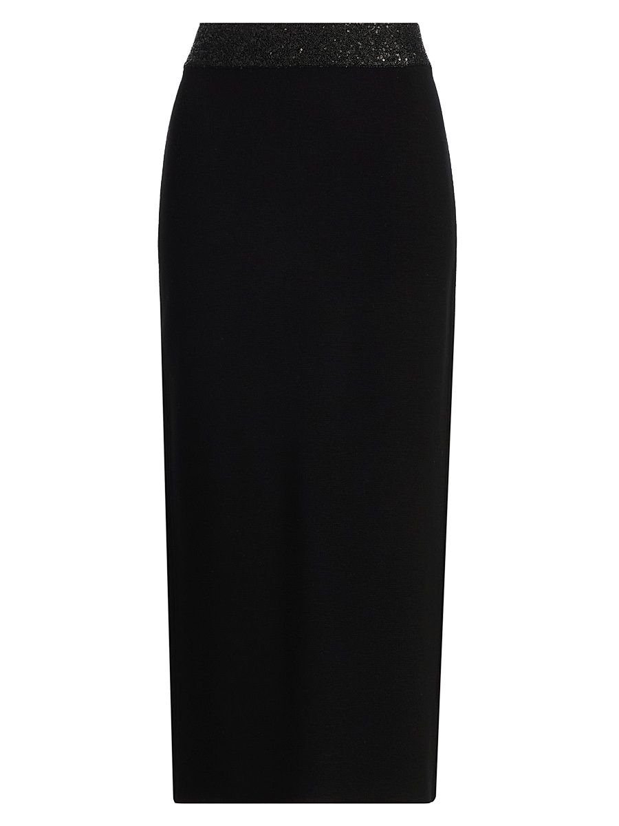 Women's Jane Contrast-Waist Pencil Skirt - Black - Size Medium