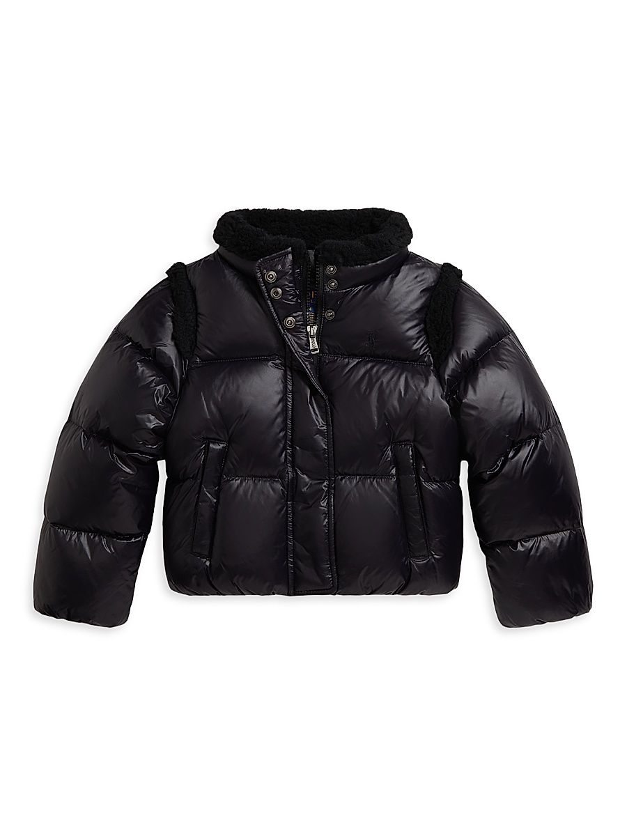 Little Girl's & Girl's Nylon Taffeta Down Jacket - Polo Black - Size 3
