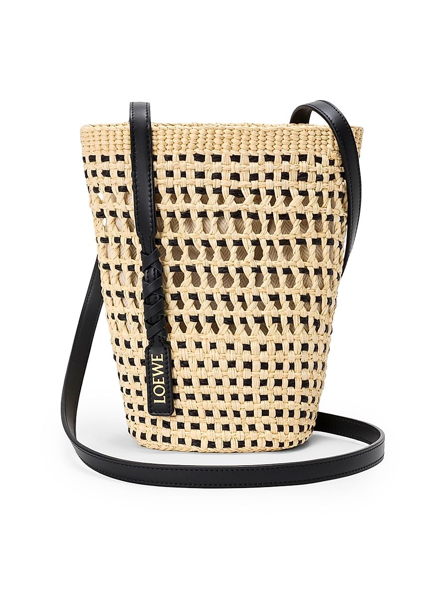 Women's LOEWE x Paula's Ibiza Braided Raffia Bucket Bag - Natural Black