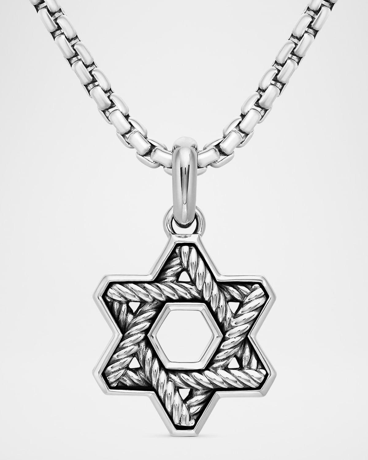 Men & apos;s Cable Star of David Pendant in Silver, 19mm