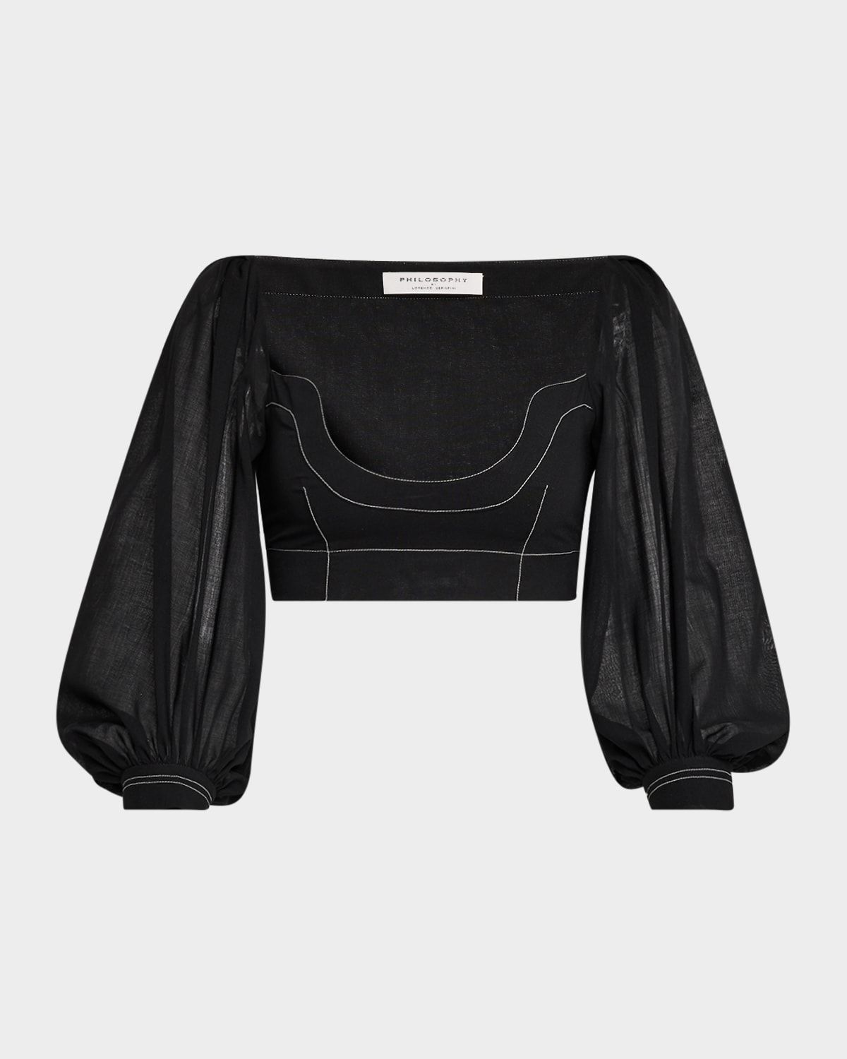 Puff-Sleeve Crop Blouse