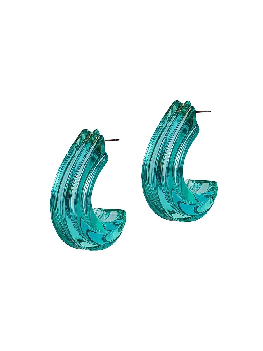 Women's Curved Canyon Resin Hoop Earrings - Turquoise