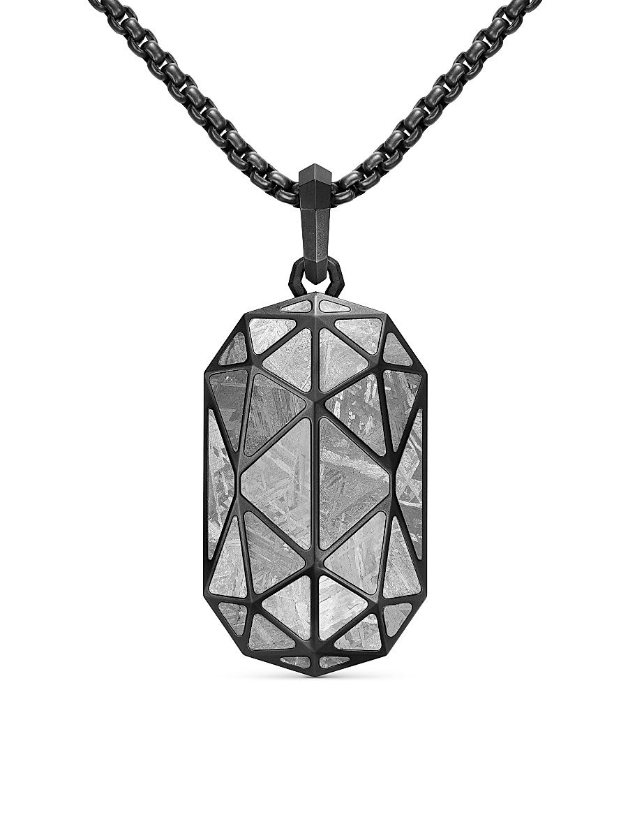Men's Faceted Amulet in Black Titanium - Meteorite