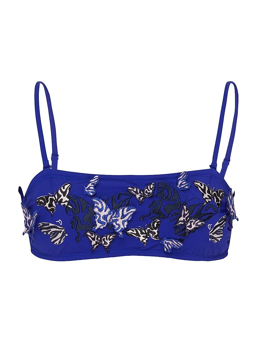 Women's Disco Butterly Appliqué Bikini Top - Blush - Size Medium
