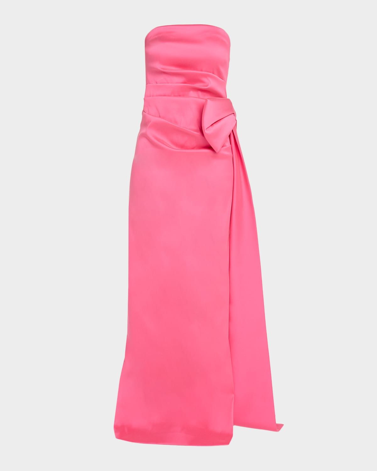 Strapless Side-Bow Mikado Column Gown