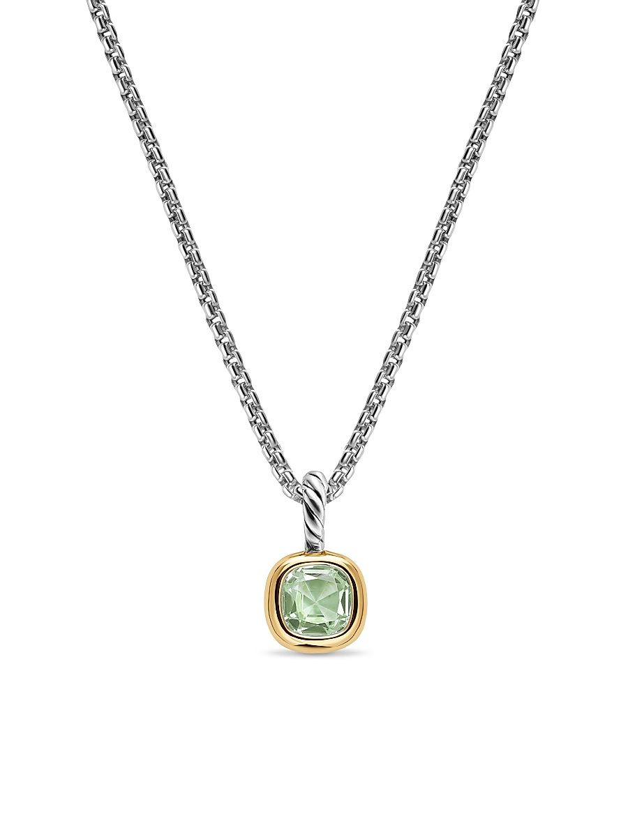 Women's Mini Cushion Cut Amulet in Sterling Silver - New Prasiolite