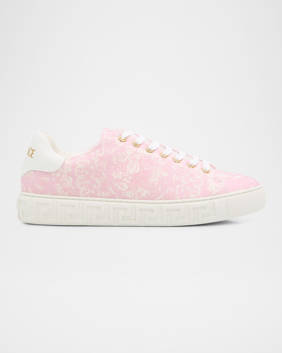 Greca Jacquard Canvas Low-Top Sneakers