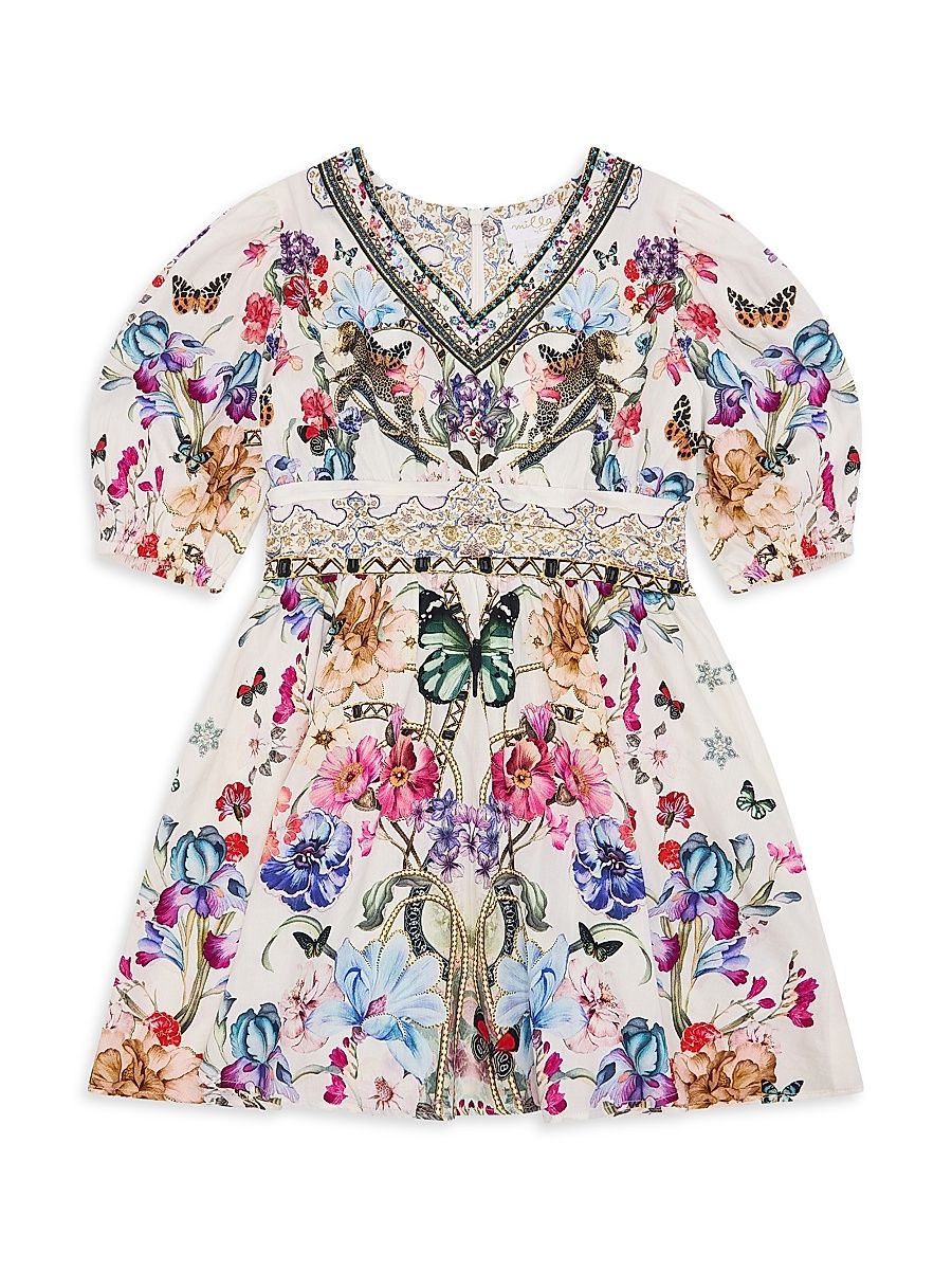 Little Girl's & Girl's Floral Puff-Sleeve Dress - Size 8