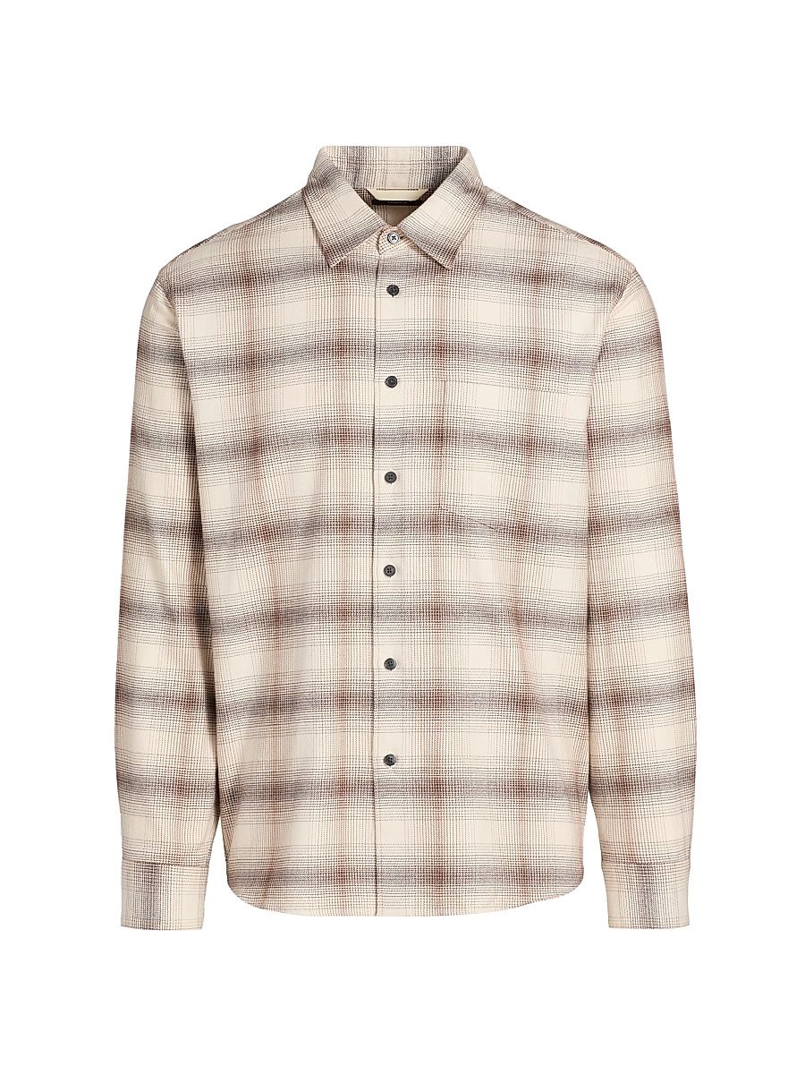 Men's Check Cotton Flannel Shirt - Alabaster Multi - Size XXL