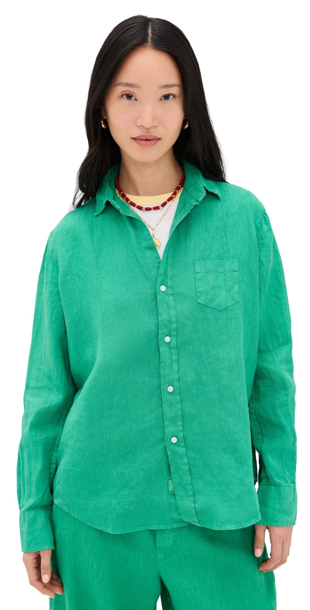 Frank & Eileen Relaxed Button-Up Shirt Kelly Green XXS
