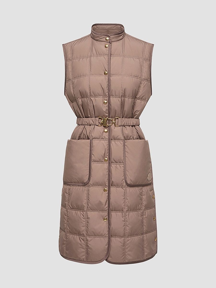 Women's Cygnette Long Puffer Vest - Brown - Size Large