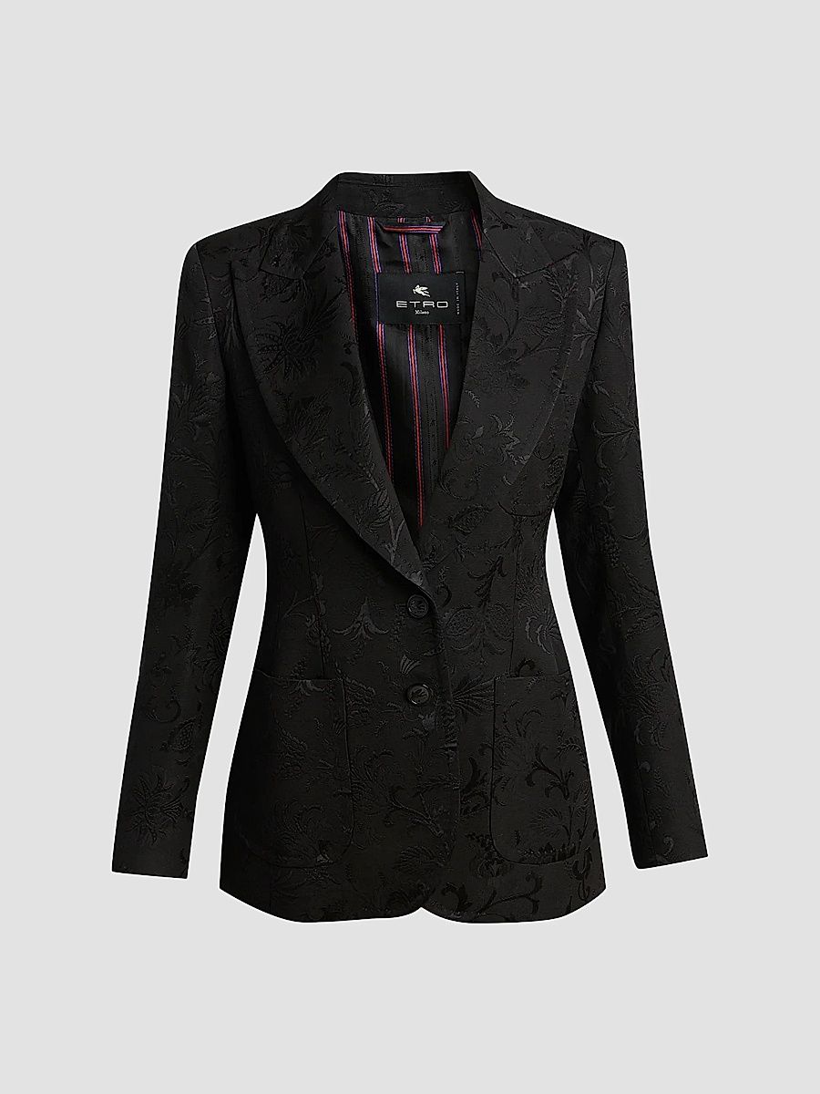 Etro Women's Paisley Jacquard Two-Button Blazer - Black - Size 14