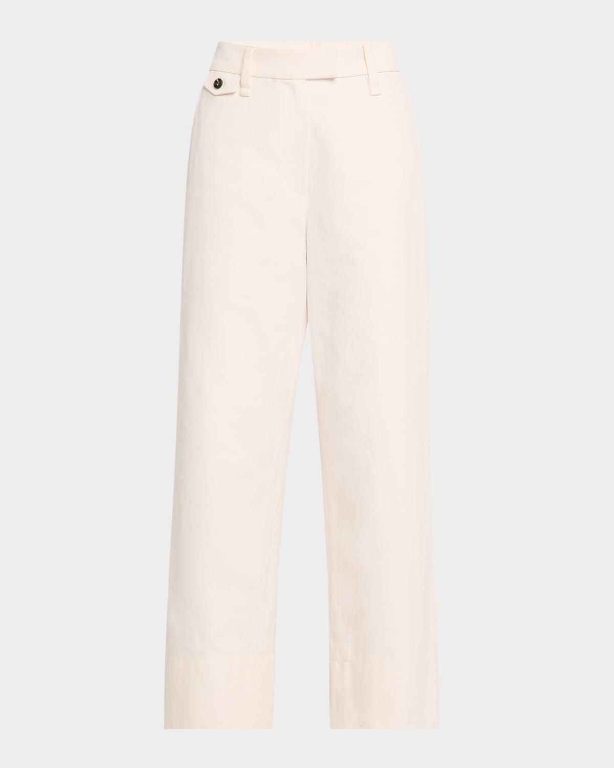Cotton-Linen Wide-Leg Crop Chino Pants