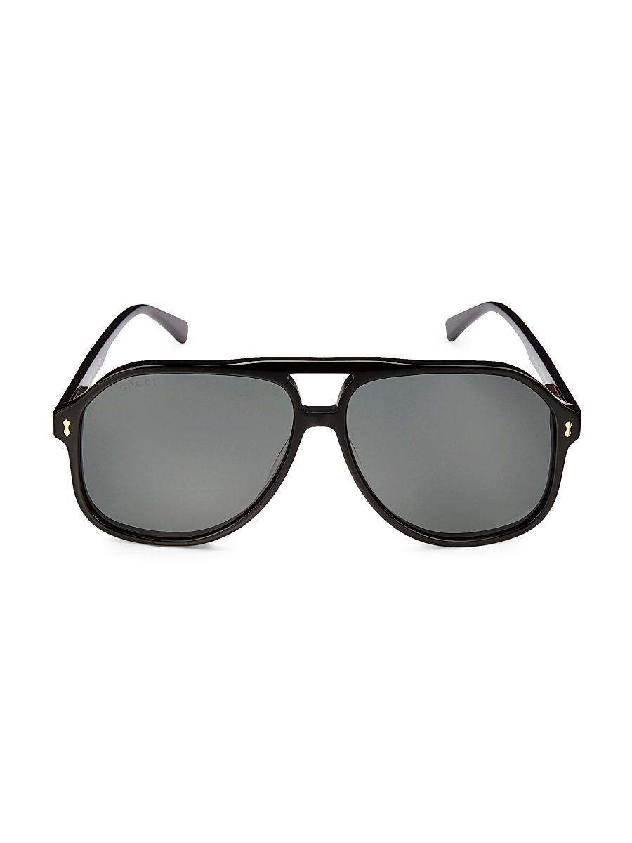 Men's 60MM Pilot Sunglasses - Black