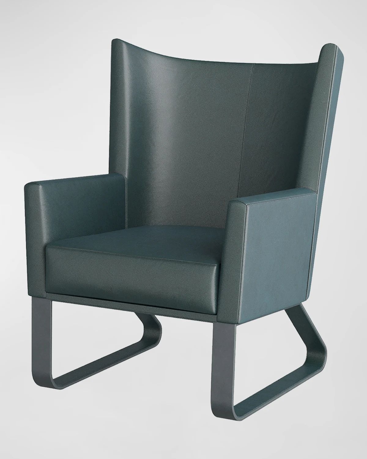 Bleu Leather Wingback Chair