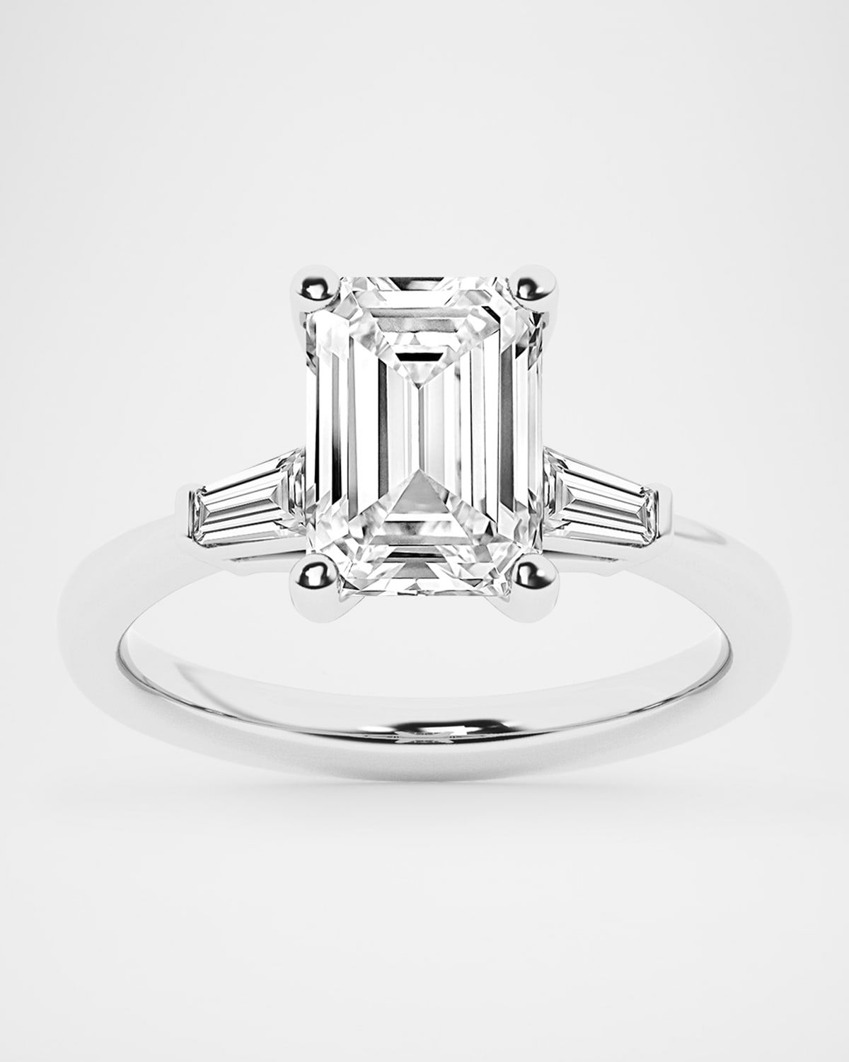 Lab Grown Diamond 18K White Gold Emerald Cut Ring, 3.25tcw, Size 7